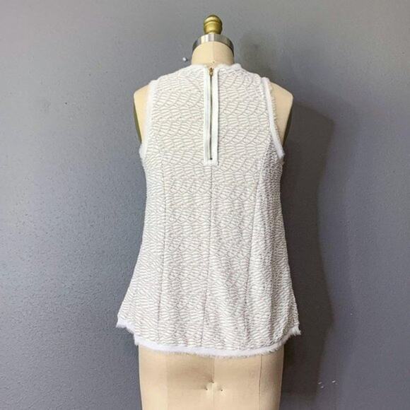 Anthropologie {Postmark} Textured Swing Tank Top sz XS Chiffon Trim White/Cream - Picture 5 of 11